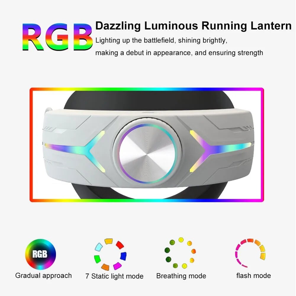 RGB Head Strap Comfortable Headwear Built-in 8000mAh Batteries for Meta Quest 3 VR Accessories