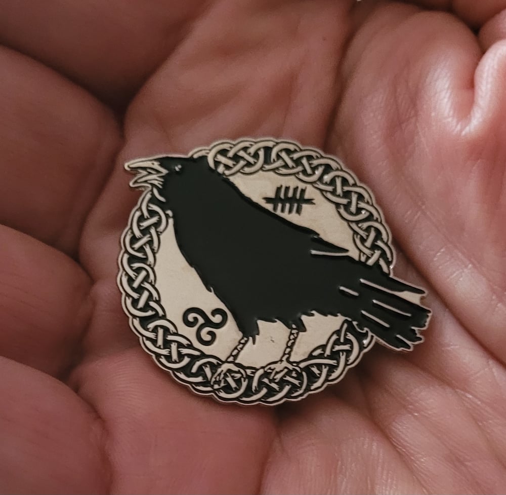 Image of Morrigán limited edition shaped enamel pin 