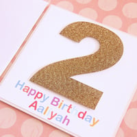 Image 2 of Glitter Birthday Card for Kids. Number Birthday Card.