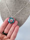 Image of Bermuda Blue Big Ring Necklace with Little Heart Charm