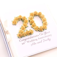 Image 1 of 20th Wedding Anniversary Card. China Anniversary Gift. 4 Colours. 
