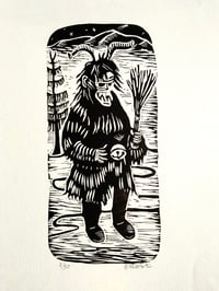 Image 2 of Krampus - Original Lino Print