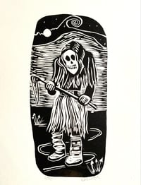 Image 2 of Tschgatta /Death Original Lino Print