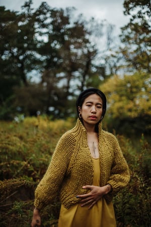 Image of Nanaimo Cardigan (Peruvian Highland Wool, shown in Ochre +  colours)