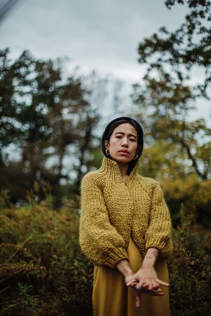 Image of Nanaimo Cardigan (Peruvian Highland Wool, shown in Ochre +  colours)