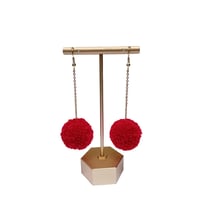Image 1 of Raging red pom pom earrrings