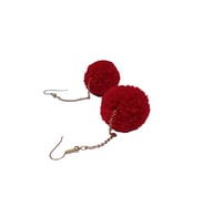 Image 2 of Raging red pom pom earrrings