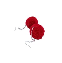Image 4 of Raging red pom pom earrrings