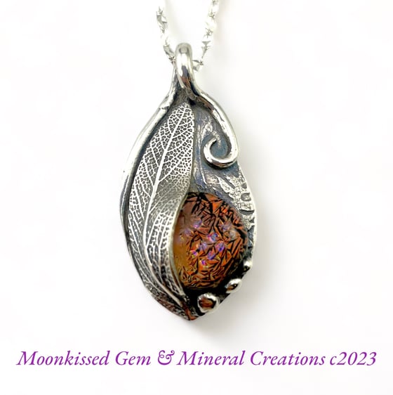 Image of Sparkling Sage Dichroic Glass and Fine Silver Pendant