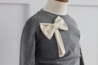 Image 3 of smoky + cream bow sweater