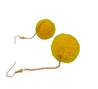 Image 3 of Sunshine yellow pom pom earrings