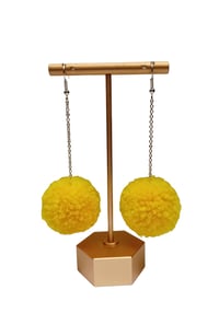 Image 4 of Sunshine yellow pom pom earrings