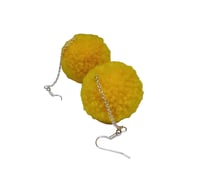 Image 5 of Sunshine yellow pom pom earrings