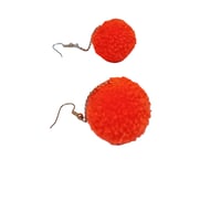 Image 5 of Outrageous Orange pom pom earrings