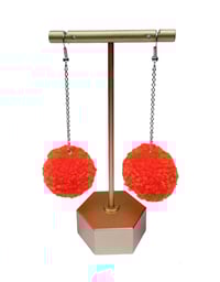 Image 2 of Outrageous Orange pom pom earrings