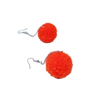 Image 3 of Outrageous Orange pom pom earrings