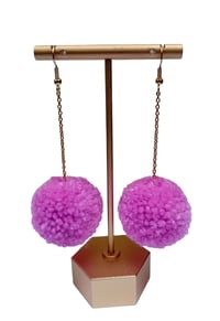 Image 2 of Pastel Pink pom pom earrings