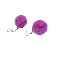 Image 3 of Pastel Pink pom pom earrings