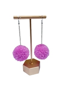 Image 4 of Pastel Pink pom pom earrings