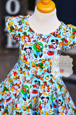Image of Mouse Friends Holiday Twirl Dress 