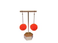 Image 1 of Outrageous Orange pom pom earrings
