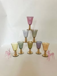 Set of Eight Harlequin Iridescent Small Glasses