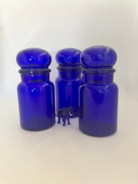 Three Cobalt Blue Apothecary Jars