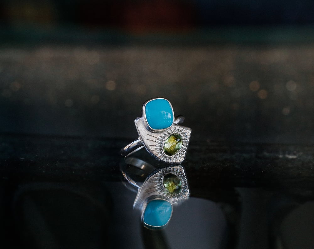 Image of Peridot Turquoise Ring