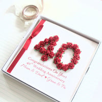 Image 1 of 20th Wedding Anniversary Card. Ruby Anniversary Gift. 4 Colours.