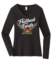 FLATBED FORDS Original Logo Woman's Long Sleeve V-Neck T-Shirt