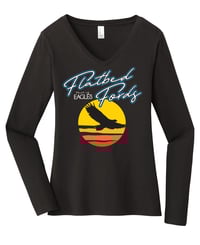 FLATBED FORDS Sunset Logo Woman's Long Sleeve V-Neck T-Shirt