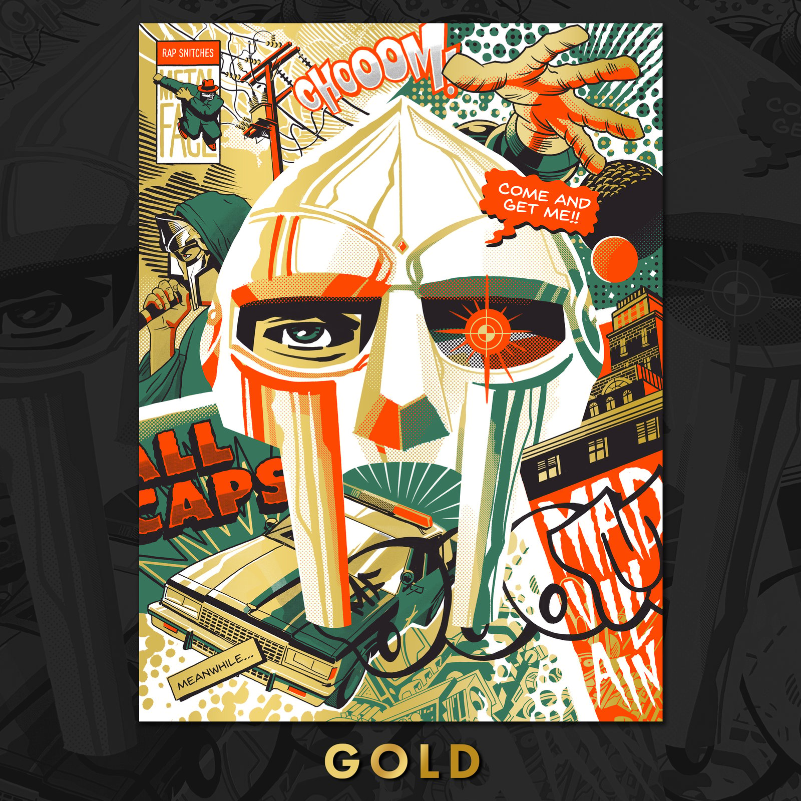 MF Doom Silkscreen Print - GOLD