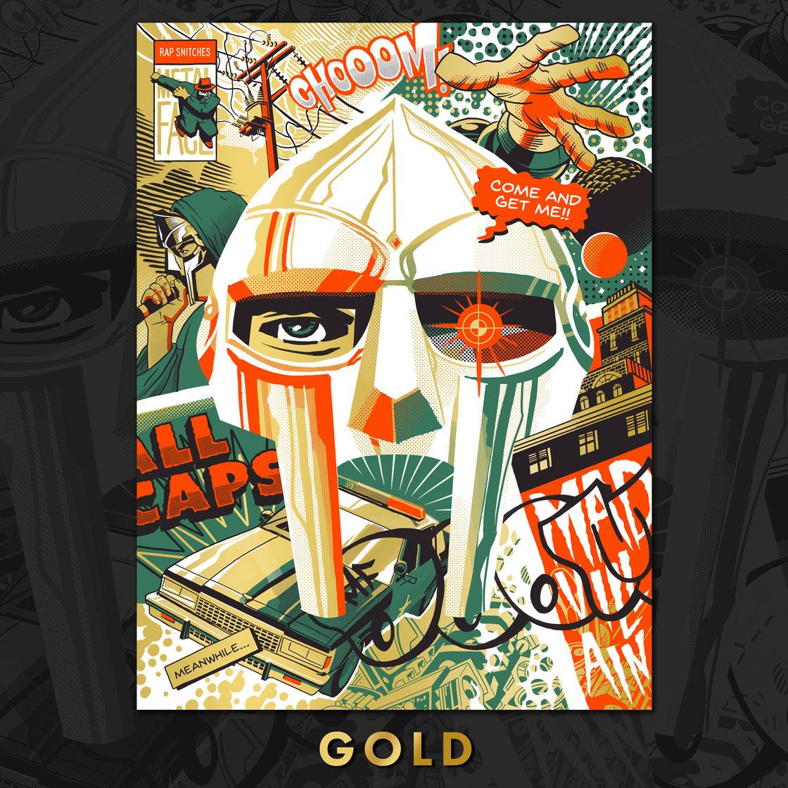 Image of MF Doom Silkscreen Print - GOLD