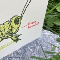 Image 2 of Birthday Card: 'Hoppy Birthday' with grasshopper