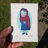 Image 1 of Calavera con Rebozo Limited Edition Gocco Screenprint 