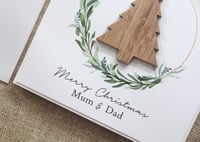 Image 2 of Personalised Merry Christmas Card. Rustic Christmas.