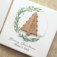 Image 1 of Personalised Merry Christmas Card. Rustic Christmas.
