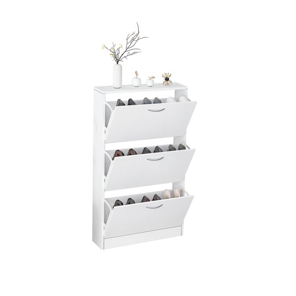 Entryway Shoe Cabinet Flip Down 3 Tier Shoe Rack 