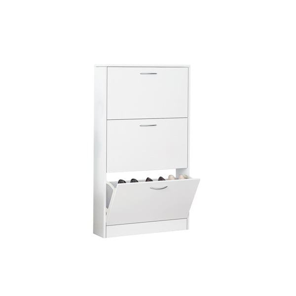 Entryway Shoe Cabinet Flip Down 3 Tier Shoe Rack 