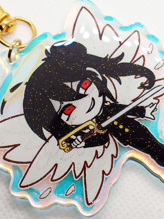 2'5" Inch Rainbow Holographic Glitter Epoxy Tsurugigozen Charm