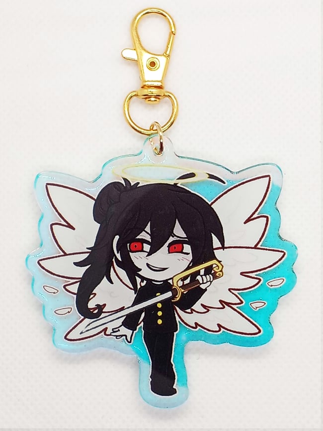 2'5" Inch Rainbow Holographic Glitter Epoxy Tsurugigozen Charm