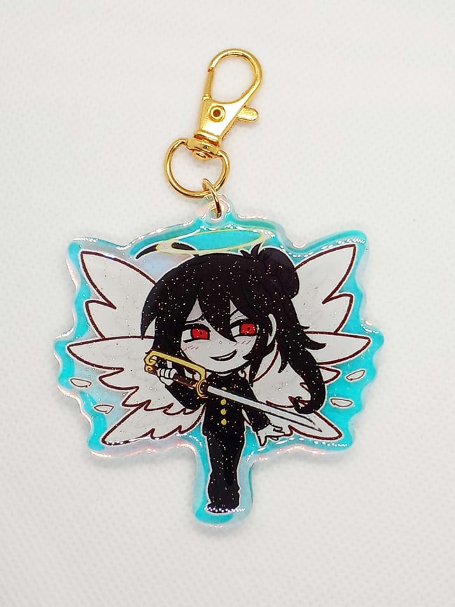 2'5" Inch Rainbow Holographic Glitter Epoxy Tsurugigozen Charm