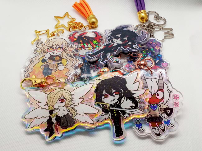 2'5" Inch Rainbow Holographic Glitter Epoxy Tsurugigozen Charm