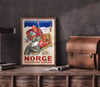 Norge Skisportens Hjemland by Jynge and Engebret | 1935 | Wall Art Print | Vintage Travel Poster