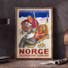 Norge Skisportens Hjemland by Jynge and Engebret | 1935 | Wall Art Print | Vintage Travel Poster