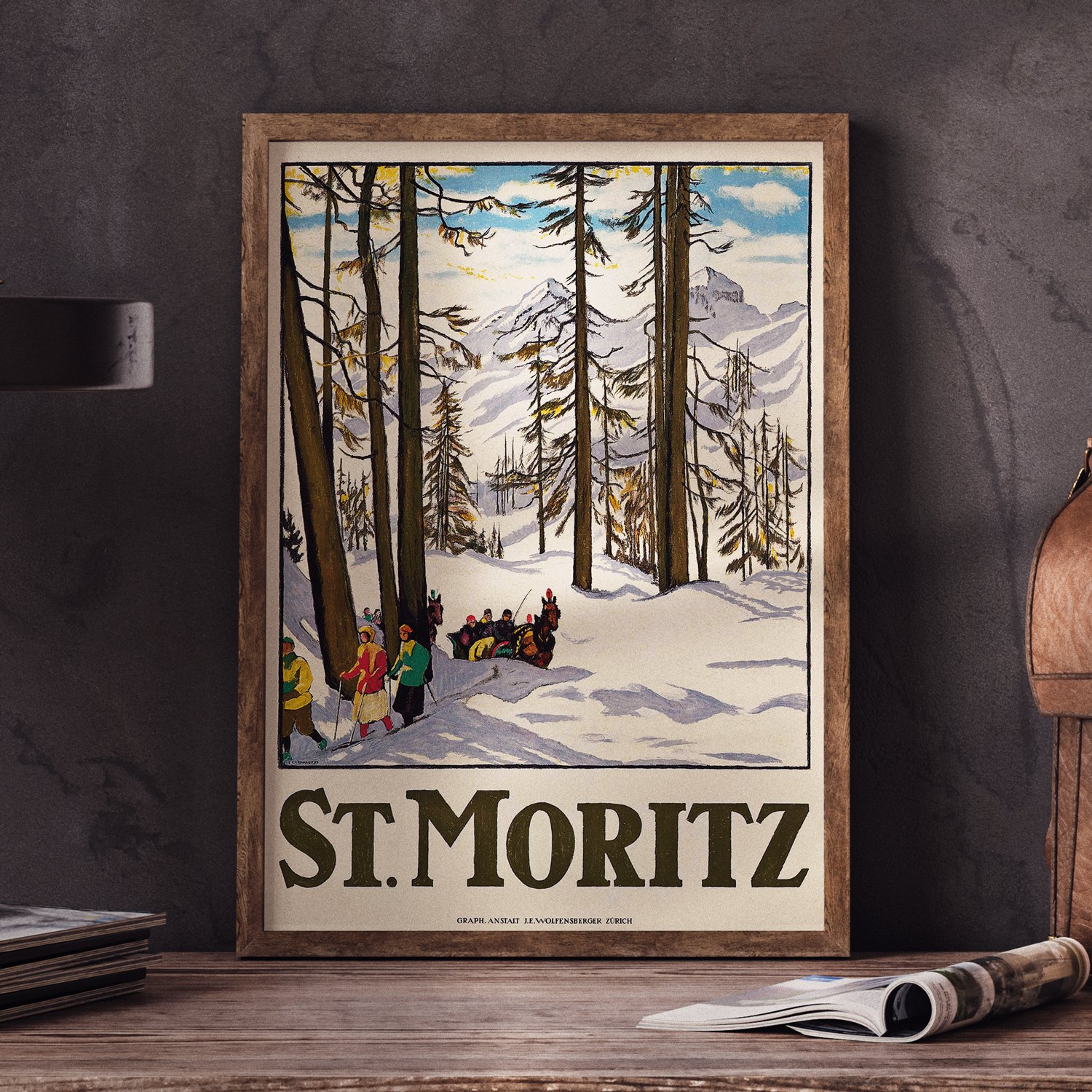 St Moritz by Emile Cardinaux | Wall Art Print | Vintage Travel