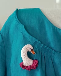 Image 1 of Swan Hand Embroidered Brooch