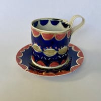 Image 1 of Deep blue pink and gold tea cups