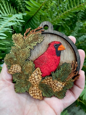 Image of Layered Wood Ornament - Cardinal