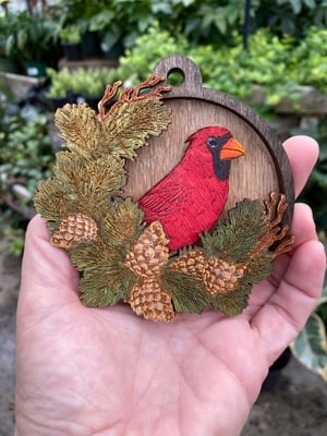 Image of Layered Wood Ornament - Cardinal
